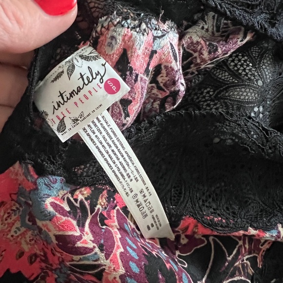 Free People Marsha Black Floral Lace Insert Slip Dress Size S - Picture 3 of 6